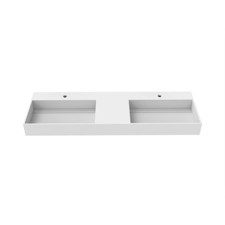Castello Usa Juniper 60” Solid Surface Wall-Mounted Bathroom Sink in White CB-GM-2056-60